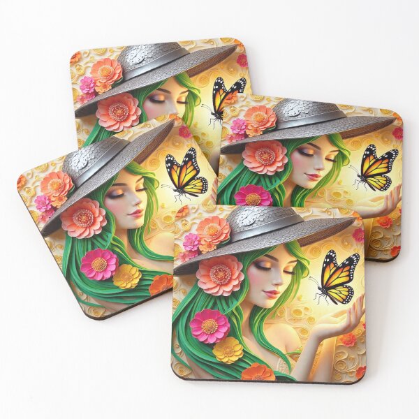 Item preview, Chica floral caprichosa con mariposa: arte natural estilo papel cortado designed and sold by Snapystyle.