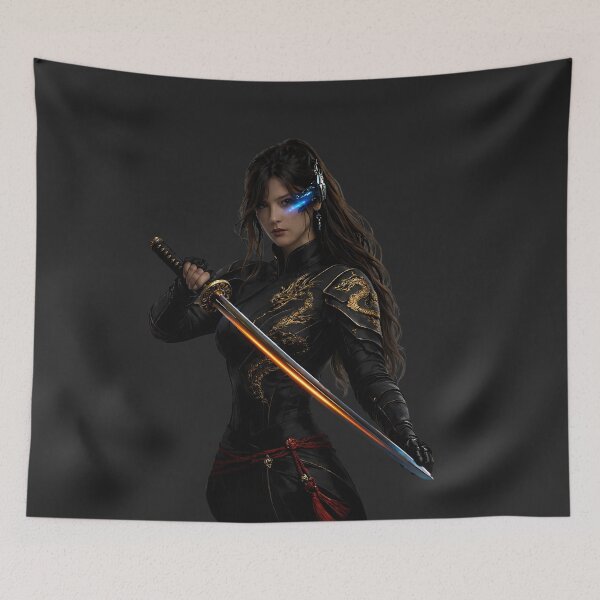 Item preview, Cyber Dragon Samurai Girl – Futuristic Black Warrior Art designed and sold by Dragon-Samurai.