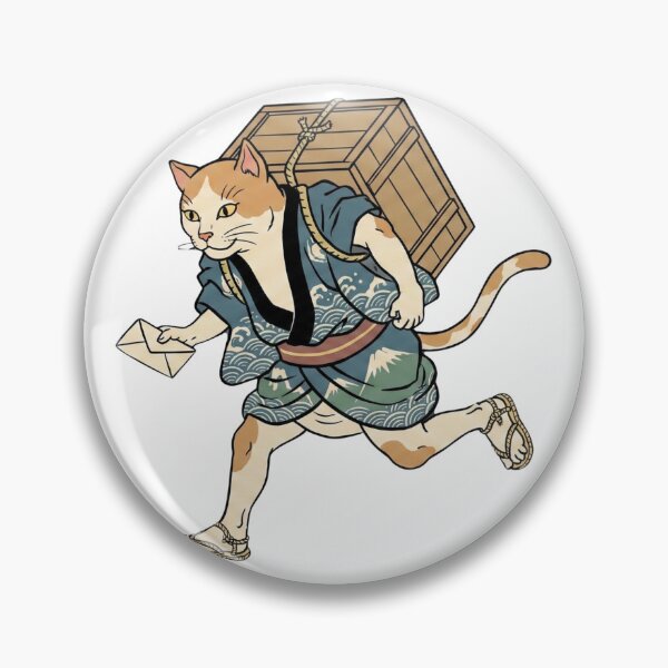 Item preview, Ukiyo-e Cat Messenger - The Happy Feline Courier of Edo Japan designed and sold by HappyCanvasArt.