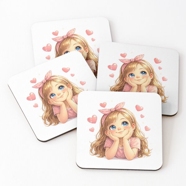 Item preview, Love-Struck Kawaii Girl – Cute Big-Eyed Valentine Hearts designed and sold by SpicyWind.