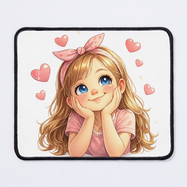 Item preview, Love-Struck Kawaii Girl – Cute Big-Eyed Valentine Hearts designed and sold by SpicyWind.