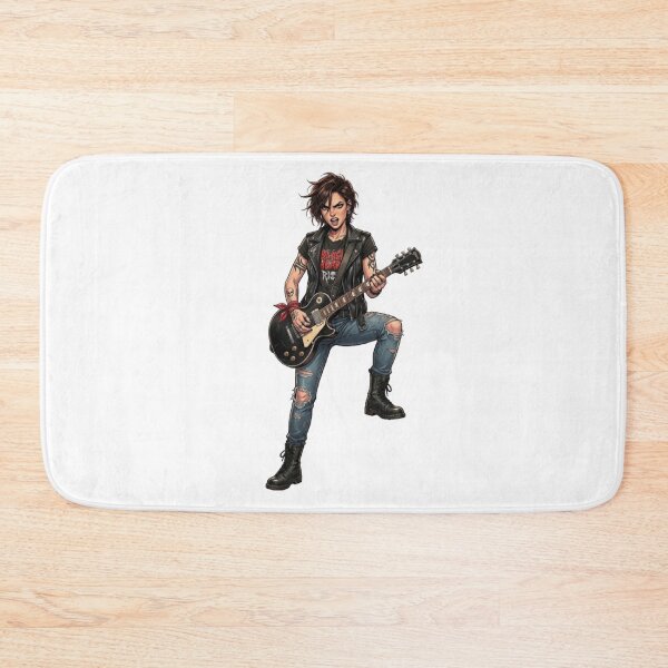Item preview, Rebel guitarist in a leather jacket and ripped jeans designed and sold by CHRIST5000.