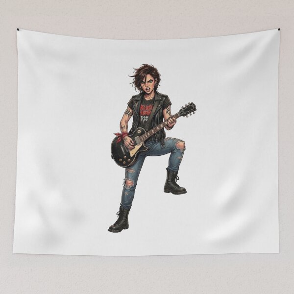 Item preview, Rebel guitarist in a leather jacket and ripped jeans designed and sold by CHRIST5000.