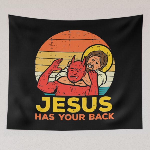 Item preview, Jesus Has Your Back Jiu Jitsu Retro Christian designed and sold by ColorSquad.