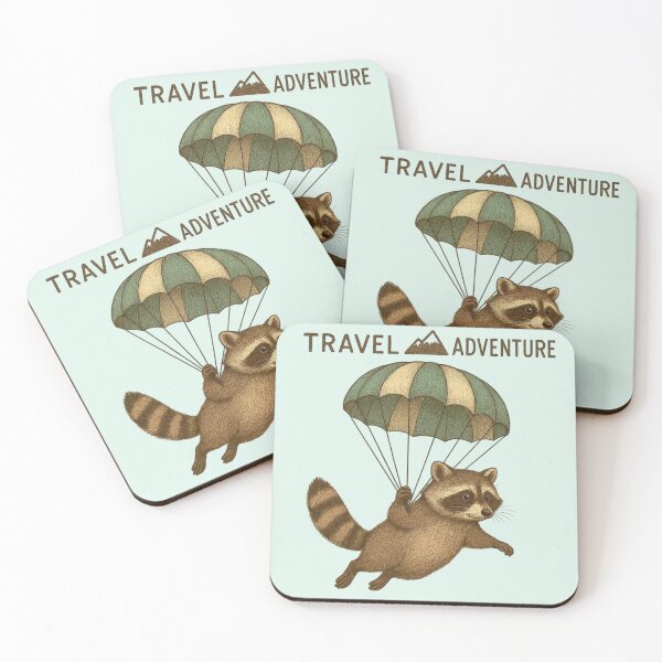 Item preview, Cute Raccoon With Parachute – Kawaii Sky Adventure designed and sold by Aloloco.