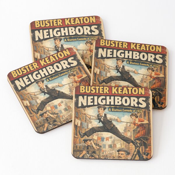Item preview, Buster Keaton Neighbors silent film comedy vintage design designed and sold by Mauswohn.