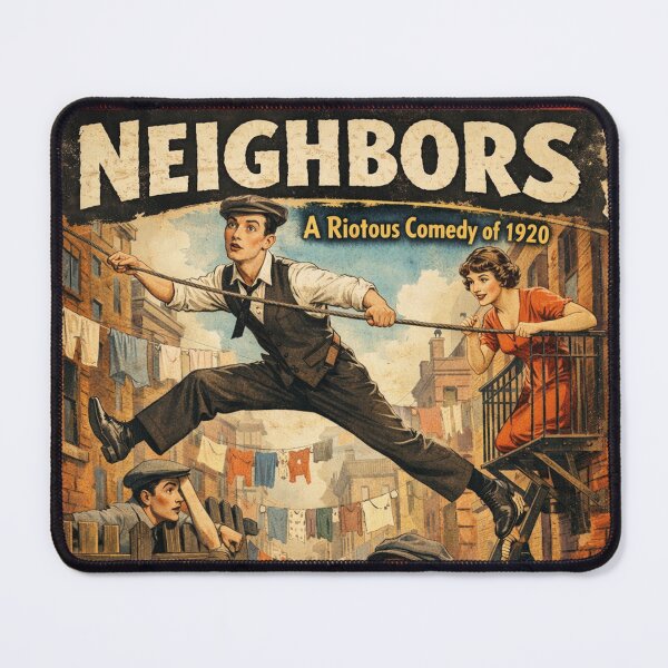Item preview, Buster Keaton Neighbors silent film comedy vintage design designed and sold by Mauswohn.