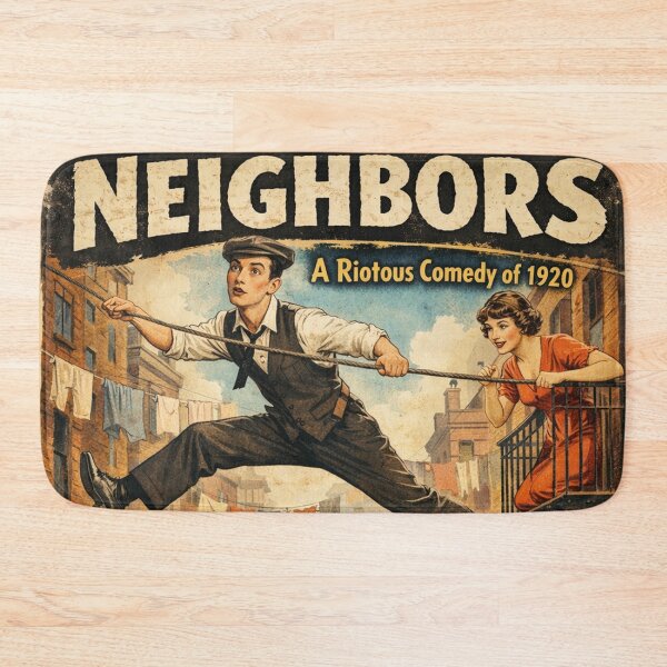 Item preview, Buster Keaton Neighbors silent film comedy vintage design designed and sold by Mauswohn.