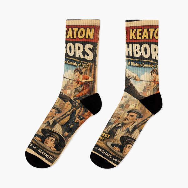 Item preview, Buster Keaton Neighbors silent film comedy vintage design designed and sold by Mauswohn.