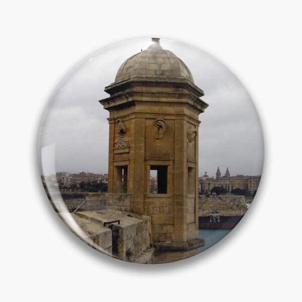 Item preview, Historic Stone Watchtower Overlooking Mediterranean Harbor and Valletta Skyline From Old Fortress Ramparts designed and sold by Nmallia.