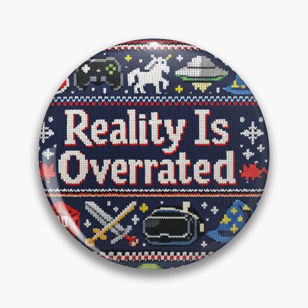 Artikelvorschau, Reality Is Overrated Lustiger Gamer Spruch Strickmuster entworfen und verkauft von Mauswohn.
