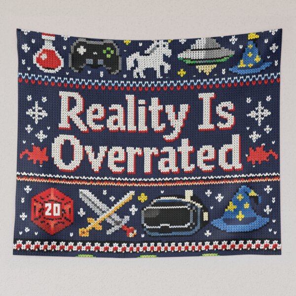 Item preview, Reality Is Overrated Funny Gamer Saying Knitting Pattern designed and sold by Mauswohn.