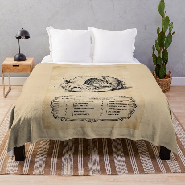 Item preview, Vintage Cat Skull Anatomy with Funny French Labels designed and sold by TOTO GUYANA.
