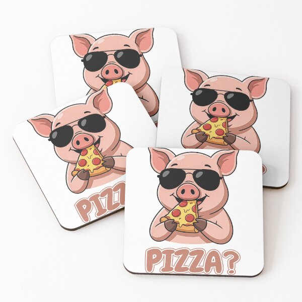 Item preview, Cool Pig Wearing Sunglasses Eating Pizza Slice Cartoon designed and sold by Akio Saiko.
