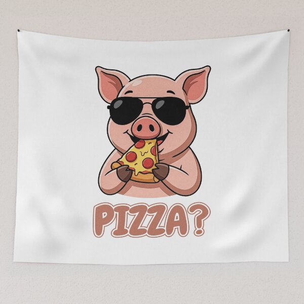 Item preview, Cool Pig Wearing Sunglasses Eating Pizza Slice Cartoon designed and sold by Akio Saiko.