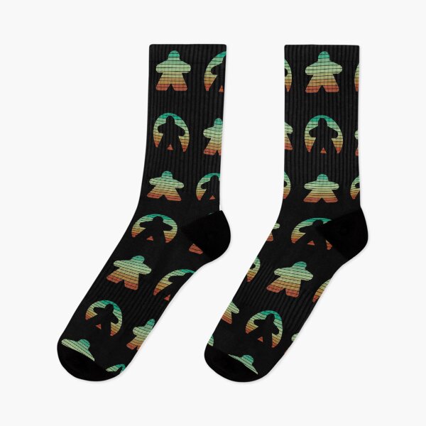 Item preview, Retro Sunset Meeple Lines Pattern Black designed and sold by TackyTime.