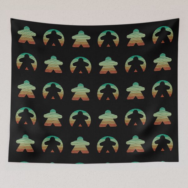 Item preview, Retro Sunset Meeple Lines Pattern Black designed and sold by TackyTime.