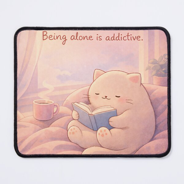 Item preview, being alone is addictive (reading cat) designed and sold by Gene Arts.