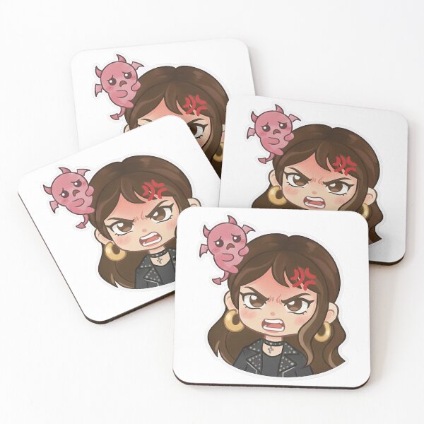 Item preview, Angy Grumpy Chibi Kawaii Girl & scared Little cute pink Monster designed and sold by PastelParasite.
