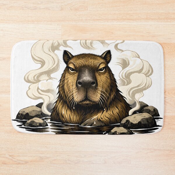 Item preview, Judgmental Capybara in Japanese Hot Spring - I’m Not Impressed Sarcastic Aesthetic Animal Art - Funny Onsen Capybara Vintage Etching Style Design for Skeptics and Stoic Humor Fans designed and sold by Vivaan Studio.