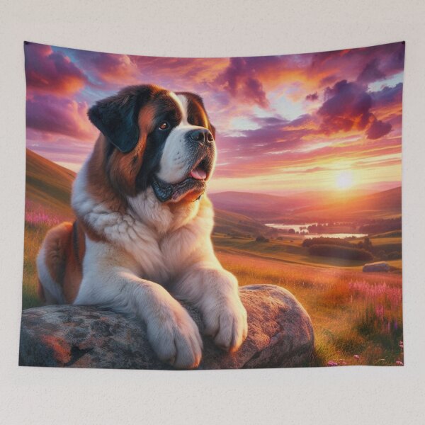 Item preview, Saint Bernard – Sunset Tranquility Emblem designed and sold by Dogandesighn.