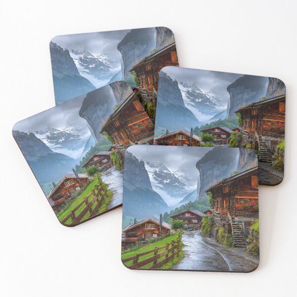 Item preview, Charming Alpine Village in Majestic Mountain Landscape designed and sold by Artessie.