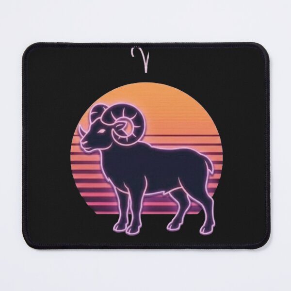 Artikelvorschau, Widder-Sternzeichen Retro Sonnenuntergang – Neon Widder Astrologie-Druck entworfen und verkauft von DPSz.