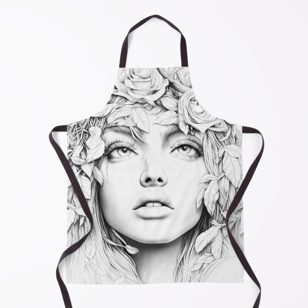 Item preview, Delicate Folk Girl Floral Greyscale designed and sold by Shoot-The-Moon.