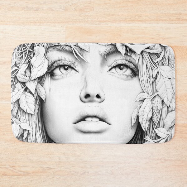 Item preview, Delicate Folk Girl Floral Greyscale designed and sold by Shoot-The-Moon.