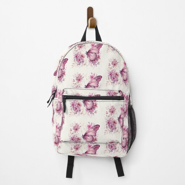 Item preview, Enchanting Pink Butterfly and Floral Watercolor Print designed and sold by Redist Creations.