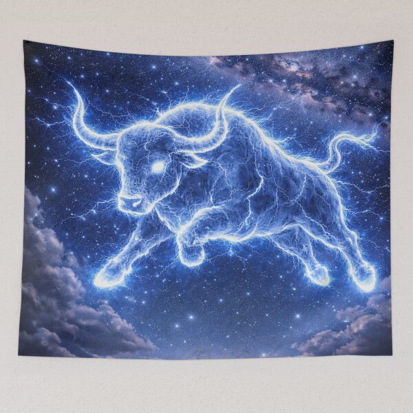 Item preview, Taurus Zodiac Lightning Constellation – Electric Bull in the Starry Night Sky designed and sold by SpicyWind.