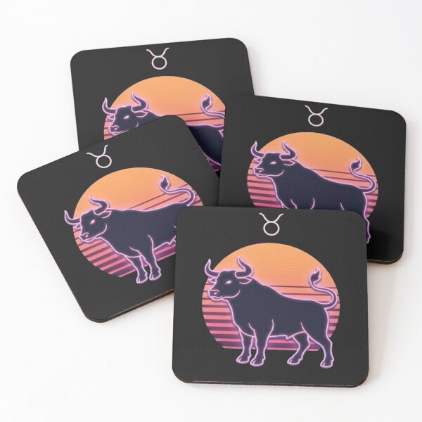 Item preview, Taurus Zodiac Retro Sunset – Neon Bull Sign designed and sold by DPSz.