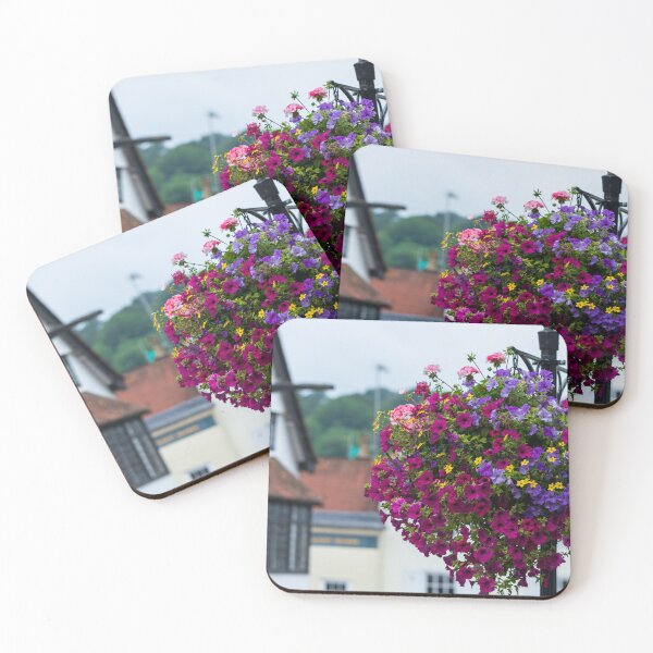 Item preview, Colourful Street Flowers Guildford | Surrey England Floral Post | UK Town Photography designed and sold by ThatSurreyLife.