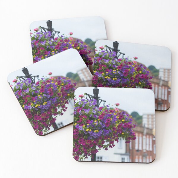 Item preview, Colourful Street Flowers Guildford | Surrey England Floral Post | UK Town Photography designed and sold by ThatSurreyLife.