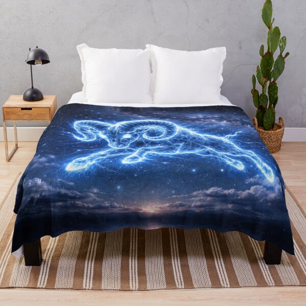 Item preview, Aries Zodiac Lightning Constellation – Electric Ram in the Night Sky designed and sold by SpicyWind.