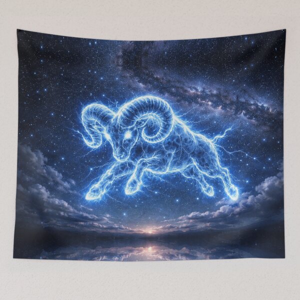 Item preview, Aries Zodiac Lightning Constellation – Electric Ram in the Night Sky designed and sold by SpicyWind.