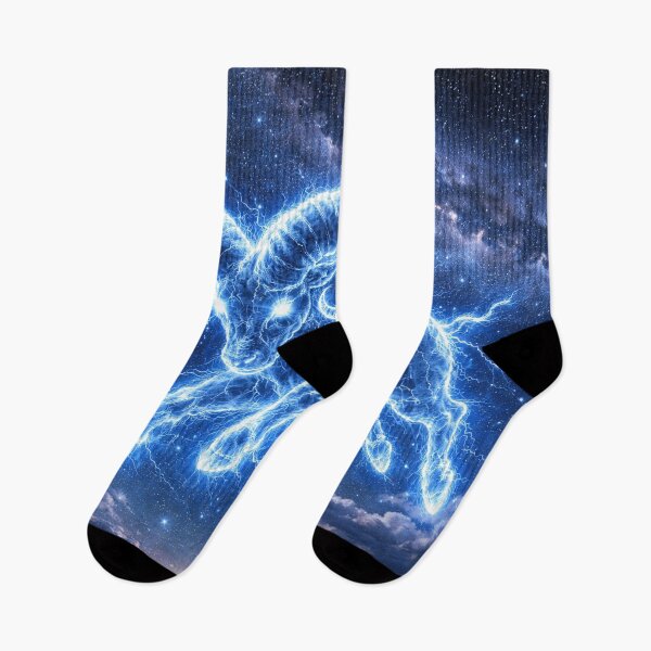 Item preview, Aries Zodiac Lightning Constellation – Electric Ram in the Night Sky designed and sold by SpicyWind.