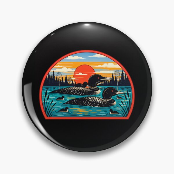 Item preview, Common Loon Sunset – Vintage Wildlife Lake Illustration designed and sold by AMICO77.