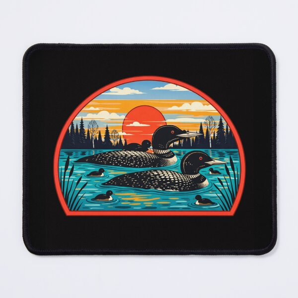 Item preview, Common Loon Sunset – Vintage Wildlife Lake Illustration designed and sold by AMICO77.