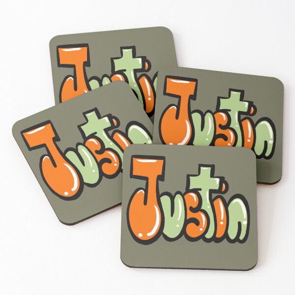 Item preview, Justin name in orange graffiti calligraphy Top 10 best personalised gifts for boys Justin designed and sold by Artonmytee.