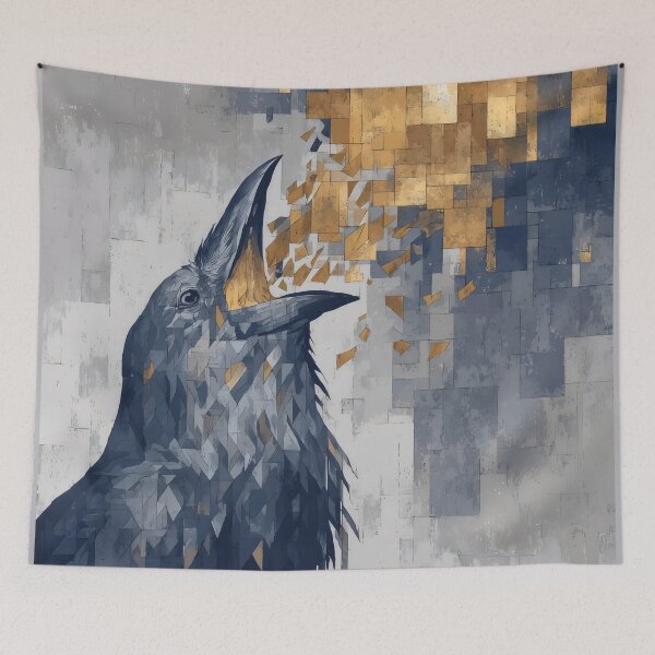Item preview, Abstract Raven Geometric Gold Fragment designed and sold by Shoot-The-Moon.