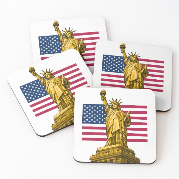 Item preview, Freedom in retro pixels liberty artwork 2d illustration gold colour designed and sold by sabartgunpla.