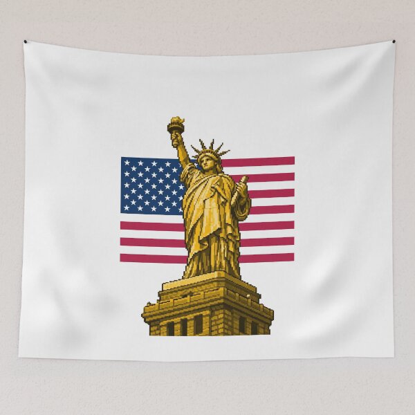 Item preview, Freedom in retro pixels liberty artwork 2d illustration gold colour designed and sold by sabartgunpla.