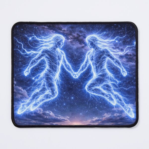 Item preview, Gemini Zodiac Lightning Twins – Electric Constellation in the Starry Night Sky designed and sold by SpicyWind.