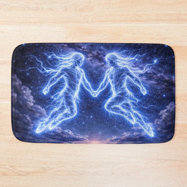 Item preview, Gemini Zodiac Lightning Twins – Electric Constellation in the Starry Night Sky designed and sold by SpicyWind.