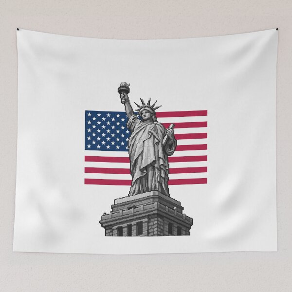 Item preview, Freedom in retro pixels liberty artwork 2d illustration black white colour designed and sold by sabartgunpla.