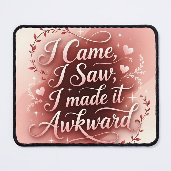 Item preview, I Came, I Saw, I Made It Awkward – Romantic Rose Gold Calligraphy Art Print designed and sold by Kelvin Hughes Design.