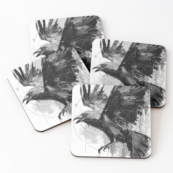 Item preview, Gothic Raven In Flight Black And White designed and sold by Shoot-The-Moon.