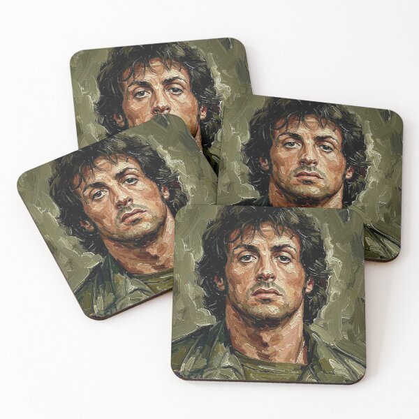 Item preview, The Ultimate Survivor: Sylvester Stallone Rambo Military Impasto Portrait designed and sold by Art's Diner.
