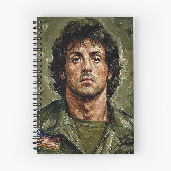 Item preview, The Ultimate Survivor: Sylvester Stallone Rambo Military Impasto Portrait designed and sold by Art's Diner.